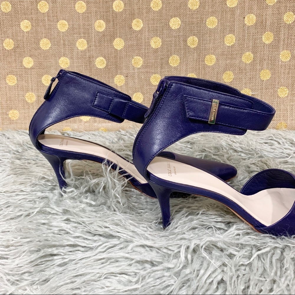 Cole Haan Marine Blue Ankle Wrap Heels Sz 9 - Picture 4 of 8